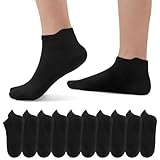 EKSHER 10 Paar Sneaker Socken Damen 35-38 Kurz Sportsocken Schwarz Sneakersocken Halbsocken Baumwolle Laufsocken Atmungsaktive Für Fitnessstudio, Laufen & Alltag, Schwarz,35-38
