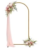 JEBUTU 2m Hochzeitsbogen Hintergrund Ständer, Metallbogen, Goldfarben, Hochzeitsbogen Gestell, Hochzeit Bogen Hintergrund Rahmen für Hochzeit, Geburtstag, Party Dekoration, Halloween (1x2m)