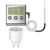 Wothfav Thermostat Steckdose, magetischer digitaler Temperaturregler 240v mit Fühler Wintermodus für Frostwächter Gewächshaus, Sommermodus für Kühlschrank Temperatur Steuerung Stecker