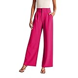 CGGMVCG Hose mit weitem Bein für Damen, Elegante Frauen, weites Bein, Hose für Frauen, Arbeit, Business, Freizeit, hohe Taille, Palazzo-Hose, Knallpink (Hot Pink), M