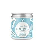BEN & ANNA WHITE - Fluoridfreie natürliche Zahnpasta im Glas - Aktivkohle Whitening, Vegan, Natürlicher Minz Geschmack - Zahnpasta in der Dose, Weiße Zähne - 1er Pack