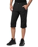 33,000ft Herren 3/4 Hose Cargo Shorts Kurze Wanderhose Stretch Leichte Radhose Sommer Capri Dreiviertel Hose Outdoor Shorts UPF 50+ mit Viele Taschen für Wandern Laufen Radfahren Schwarz M