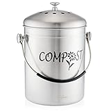 RED FACTOR Deluxe Kompostbehälter Küche Aus Edelstahl Geruchlos - Bio Mülleimer - Inklusive Kostenlosen Aktivkohlefiltern (Matt Designer, 5 Liter)