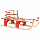 Klappschlitten mit Rückenlehne 119 cm Holz, CIADAZ Holzschlitten, Chlitten, Schlitten -