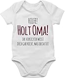 Shirtracer Baby Body Junge Mädchen - Sprüche - Hilfe holt Oma Ihr Verrückten wisst doch gar nicht was ihr da tut I Geschenk Geburt Omi - 1/3 Monate - Weiß - babykleidung mit sprüchen babymode witzig