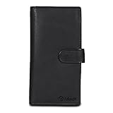 LEVOGUE Scheckbuchhülle aus Leder für Damen und Herren, doppelte Schecks, RFID-blockierend, schlanke Brieftasche mit 5 Kartenfächern, persönliche und geschäftliche Schecks, Accessoire-Geschenke für