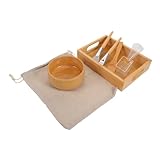 Homoyoyo Holz-gesichtsmaske Schüssel Set mit Silikonpinsel Bambus Skincare Werkzeug Set für Gleichmäßige Maskenauftragung Einfache Reinigung Professionelle Gesichtspflege Zuhause und Spa