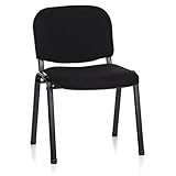 hjh OFFICE 4er Set Besucherstuhl stapelbar XT 600 Konferenzstuhl Stapelstuhl gepolstert, Metallgestell, Stoffbezug Schwarz 704500