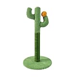 Kratzbaum, 60cm Hoch, Kratzsäule,Dicker Stamm, Katzenbaum, Kratzstamm für mittelgroße und große Katzen, Kaktus mit Extra Stabiler Bodenplatte Kratzpads für Katzen (Grün, 55cm)