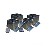 Stabiler Holz- und Betonpfostensockel, robuste Zaunpfostenstütze aus Edelstahl für Veranda-Geländer und Pergola, langlebige Stangenbodenplatten (60)