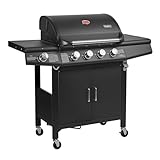 TAINO RED 4+1 Gasgrill Grillwagen BBQ Edelstahl-Brenner Gas-Grill 4 Brenner Seitenkocher Schwarz