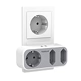 TESSAN Mehrfachstecker mit USB, Doppelstecker für Steckdose, 3 Fach Steckdosenadapter mit 2 USB 3600W, Doppelsteckdose für Steckdose, Mehrfachstecker Ladegerät Kompatibel mit Phone, Grau