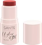 SANTE Naturkosmetik U Glow Girl Blush Stick 01 Peach, natürlich frisch, cremig leichte Textur, Multi-Use für Wangen, Lippen und Brauen, Vegan, NaTrue-zertifiziert, Limited Edition, 6g