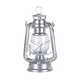 Petroleumlampe Outdoor , Retro Sturmlaterne, Petroleumlampe Geeignet Für Indoor ,Haus, Garten, Camping,25cm (silbrig)