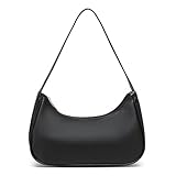 CharmBurst Handtasche Damen Schwarz, Vegane Schultertasche Mit Reißverschluss, Retro Umhängetasche Aus Lederoptik, Clutch Bag Als Hochzeitsgeschenk Oder Party Tasche