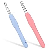 2 Stück Häkelnadeln, 7,0 mm, 8,0 mm Häkelnadeln, Stricknadeln mit ergonomischem Griff für arthritische Hände, Bunt TPR Griff Häkelnadel für Anfänger und Häkelgarn