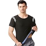 Lnhgh Schwitzanzug, Sauna-Jacke, Workout, kurzärmelig, komprimierend, für Training, drinnen und draußen, Krafttraining