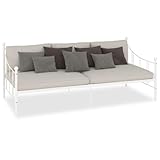 vidaXL Bettgestell Metallbett Bettsofa Bett Tagesbett Kojenbett Einzelbett Schlafzimmerbett Bettrahmen Lattenrost Weiß Metall 90x200cm
