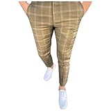 Kewagula Chino Hose für Herren Baumwolle Freizeithose Kariert mit Gummibund Casual Hose für Business Männer Jogginghose Anzughose