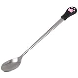 Lisher 1PC Kaffeelöffel Nette Dessertlöffel Obstgabel Kaffeelöffel Süßigkeiten Geschirr Katze Getränk Große Küche Supplies Schwarz & Silber