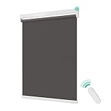 Allesin Elektrische Rollos Innen, Verdunklungsrollo mit Fernbedienung & Leiser Motor, 90x150cm Anthrazit, Metal Klemmträger ohne Bohren Fensterrollo Innen Sonnenschutz Smart (90x150cm, anthrazit)