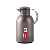 Emsa N40122 Samba Isolierkanne |1,5 Liter | Quick Press Verschluss | 12h heiß und 24h kalt | Transluzent Taupe