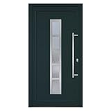 HORI® Haustür Eingangstür Komplettset – Robuste Hauseingangstür mit moderner Optik, hoher Wärmedämmung & Sicherheit, I Farbe: anthrazit (innen weiß) I DIN rechts I Modell: Frame I 210 x 110 cm