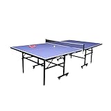 TechFit Tavolo da Ping Pong per Interni - Dimensioni tornei, Robusto Pannello in Resina melaminica da 4mm con Strato Protettivo AntiGraffio,Pieghevole, T12N, Blue