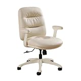 Wfxjyg2223 Büro-Chefsessel Bürostuhl Ergonomischer Schreibtischstuhl mit mittlerer Rückenlehne, Home-Office-Schreibtischstuhl mit Rollen, Drehstuhl aus PU-Leder zur Platzersparnis,Beige Computerstuhl