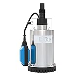 Güde 94606 GFS 4000 INOX Flachsaugerpumpe Tauchpumpe (400W, 700 l/h Fördervolumen, IG 1 ½“ Anschlussgewinde), schwarz, blau, edelstahl