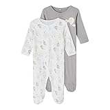 NAME IT Baby Unisex Schlafanzug 2er-Pack mit Füßen Alloy-74