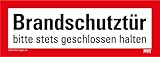 Aufkleber „Brandschutztür bitte stets geschlossen halten“ Folie nach DIN 4066 Rot | 21x7,4 cm Made in Germany