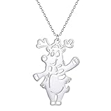 SDFXCDR Herren Halsketten Rentier Charm Anhänger Halskette Laser Cut Schmuck Herstellung Zubehör Urlaub Winter Thema Dankeschön Lehrer Geschenke