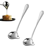 Soßenlöffel Edelstahl 2er Set Sauciere Löffel aus rostfreiem 304er Material mit Ausgießer und Aufhängeöse Spülmaschinenfest für Sauce Suppe Küche