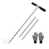 Yuanpgky Edelstahl-Bodensonde für Klärgrube, 43,2 - 81,3 - 121,9 cm, verstellbare Länge, Bodenprobenstab mit T-Griff, für dauerhafte rostbeständige Bodensammlung