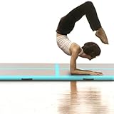 Mokuyary Aufblasbare Gymnastikmatte mit Pumpe 700x100x10 cm PVC Grön, rutschfest Tumbling Airtrack Turnmatte, Yogamatte Air Track Matte Sportmatte für Zuhause, Training, Outdoor, Übungsgymnastik