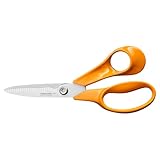 Fiskars Classic Küchenschere, Gezahnte Klingen, Rechtshändig, Gesamtlänge: 18.7 cm, Verbesserte Torx-Schraube und ergonomischerer Griff, Qualitätsstahl/Kunststoff, Orange, 1075051