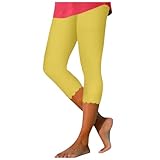 Generisch Capri Leggings Damen Blickdicht Caprihose Bauchweg Fitnesshose mit Hohe Taille Bauchkontrolle Sexy Gymnastikhose Kompressions Yoga Leggins für Sport Fitness Gym Workout