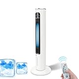 Gotagee Ventilatorkombigerät mit Fernbedienung Kaltluftventilator Säulenventilator 12H Timer Wasserkuehlung Turmventilator (Weiß-DT3)