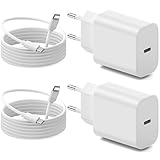 25W USB C Ladegerät, 2er 2Pack Schnellladegerät mit 2M USB-C Kabel, USBC Ladegerät Fast Charger Type C Netzteil für iPhone 16/15 Pro Max, iPad Air/Mini, Samsung S24/ S23 / S22/ S21, Huawei, Xiaomi