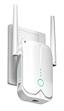 WiFi Extender Booster, WiFi Repeater WLAN Verstärker WiFi Extender bis zu 5000sq.ft Mit Repeater/AP Modus, Long Range Amplifier mit Ethernet Port zu Allen WLAN Geräten, 1-Key Setup, Access Point