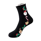 generisch Warme Weihnachtsmode, winddichter Druck, mittlere Röhrensocken, lange -Baumwolle (Black, One Size)