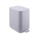 Relaxdays Mülleimer, 7 Liter, Absenkautomatik, entnehmbarer Inneneimer, Matter Kunststoff, Treteimer schmal, dunkelgrau