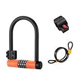 Sicheres U-Schloss für Fahrräder und Roller mit vierstelligem Passwort, Zylinder aus legiertem Stahl und Zinklegierung, mit Silikon umwickelt für Rahmenschutz und Wetterbeständigkeit (schwarz orange)