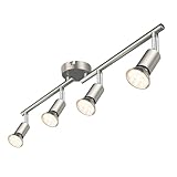 Defurhome LED Deckenleuchte Drehbar, 4 Flammig Strahler Deckenlampe Spot,Modern Deckenstrahler (Mattes Nickel) für Küche, Wohnzimmer, Schlafzimmer, inkl. 4 x 4W GU10 Lampen (400LM, warmweiß)