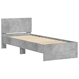 QJBSAVVA Einzelbett Bettrahmen Himmelbett Gestell Tagesbett - Bettgestell mit Kopfteil Betongrau 90x190 cm Holzwerkstoff für Schlafzimmer Loft Außenbereich Gästezimmer