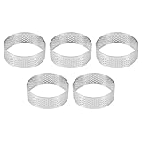 QAUUCP Edelstahl Tortenring Perforierter Tortenring Runder Doppelt Gerollter Tortenring Metallform Tortenring(5 pcs 6cm)