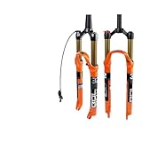 HESHUYAN Fahrrad Gabel 1 Stück Fahrradgabel orange MTB Fahrrad Vorderradaufhängung gerade/konisch RL/LO 26/27,5/29 Zoll Magnesiumlegierung QuickRelease Fahrradgabeln(27.5 Tapered Remote)