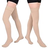 Evolyline Medizinische Kompressionsstrümpfe Lang Damen Herren Klasse 1 Thrombosestrümpfe 15-20mmHg, Trombosestruempfe Damen Flug Compression Socks, 2Paare Stützstrümpfe für Krampfadern, Ödemen, Dvt