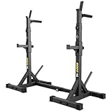 TREX SPORT Langhantelständer Squat Rack TX-100S | Hantelablage höhenverstellbar mit Sicherheitsablage, Dip-Griffen & Hantelscheibenaufnahmen bis 250kg